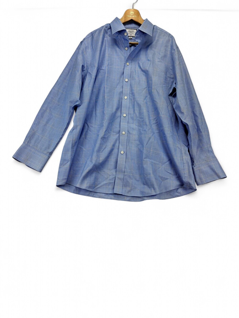 Charles Tyrwhitt Men's Blue Windowpane Dress Shirt 18/35
